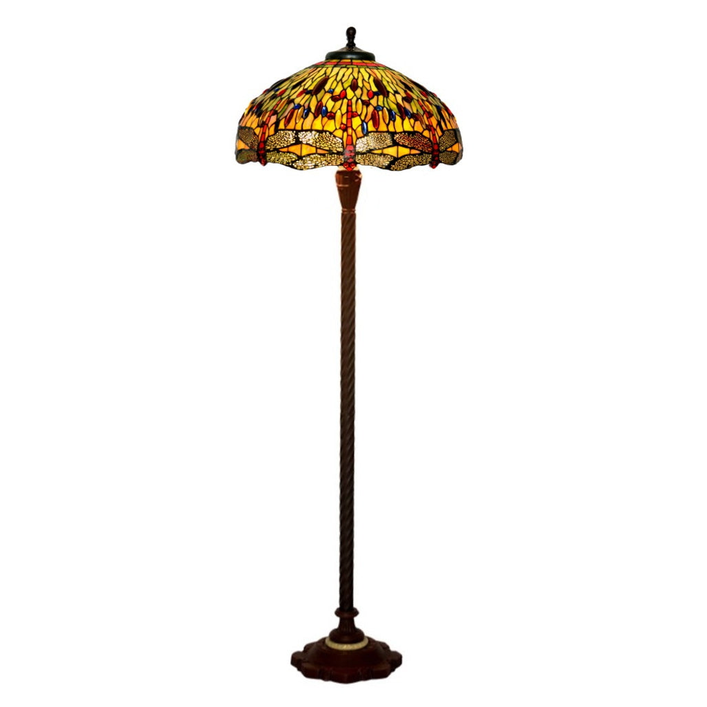 Traditional Huge 20" Dragonfly Flower Tiffany Floor Lamp