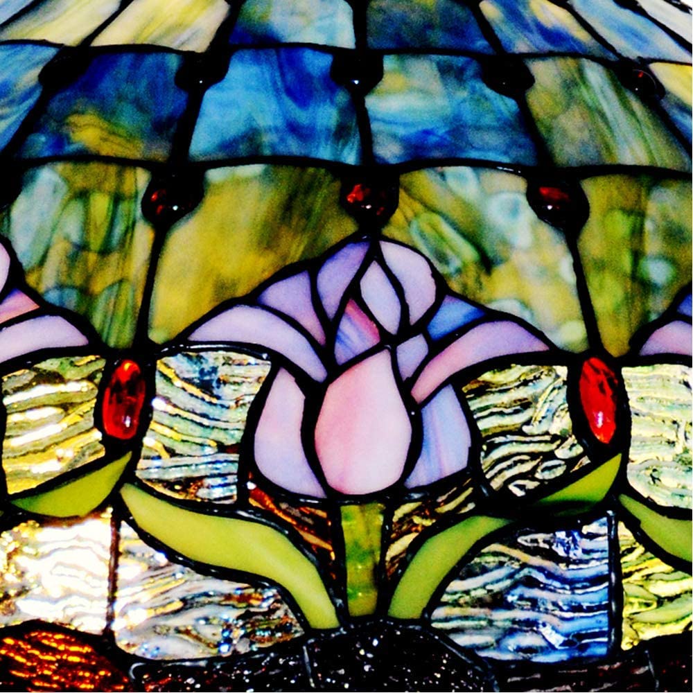 Large 16" Tulip Style Stained Glass Tiffany Floor Lamp