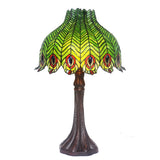 Tiffany Reproduction Traditional Peacock Feather Tiffany Table Lamp With deco Base@Limited Edition