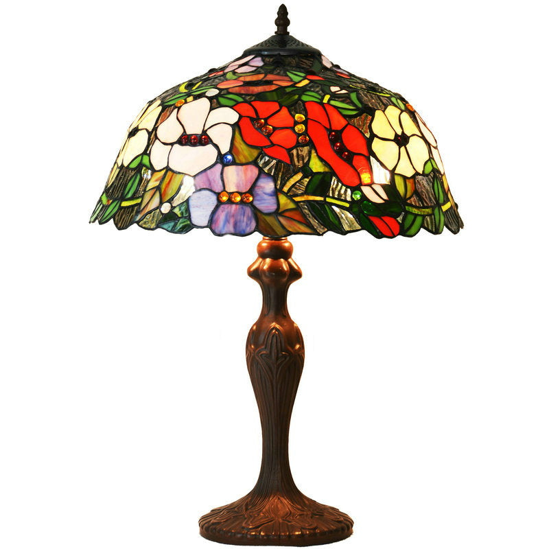 Large 16" Blooming Poppy Style Tiffany Table Lamp