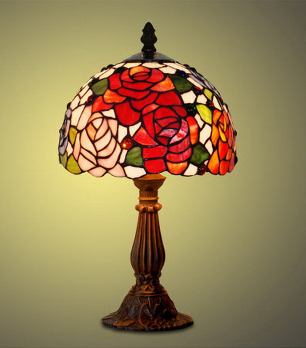 Stunning  8" Romantic Rose Style Tiffany Mini Table Lamp