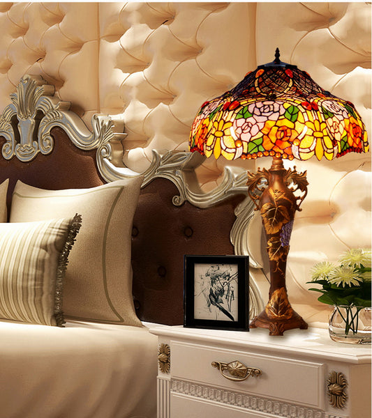 Limited Edition@Huge 18"(46cm wide )Rose Style Tiffany Table Lamp