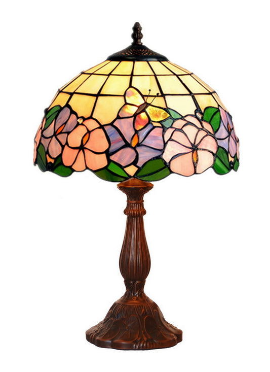12" Butterfly Morning Glory Style Tiffany Bedside Lamp