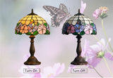 12" Butterfly Morning Glory Style Tiffany Bedside Lamp
