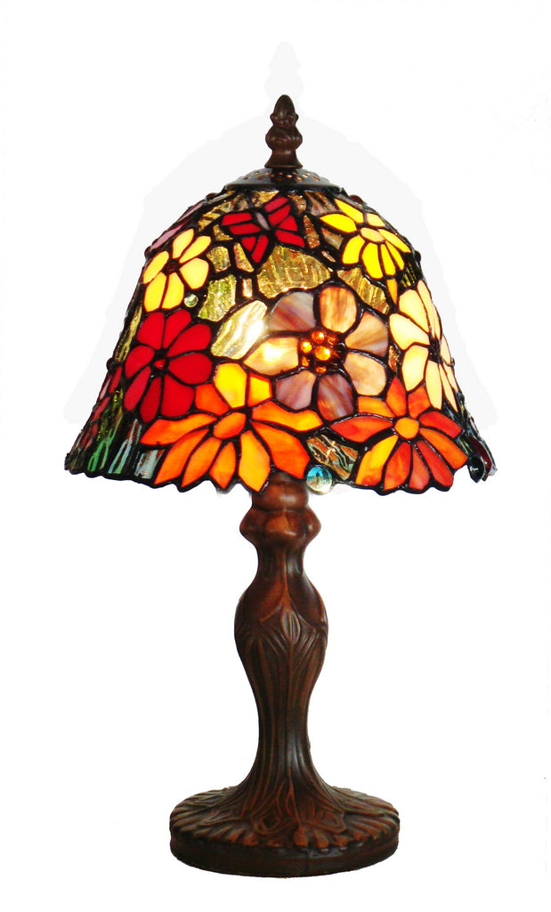 Classical 8" Butterfly Flower Tiffany Mini Table Lamp