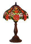 12" Jeweled Rose Style Leadlight Stained Glass Tiffany Bedside Lamp