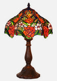 12" Jeweled Rose Style Leadlight Stained Glass Tiffany Bedside Lamp