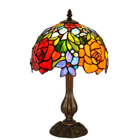 Stunning 10" Rumba Rose Style Tiffany Mini Table Lamp