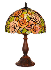12" Pink Rose flower Style Tiffany Bedside Lamp