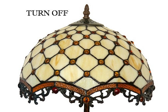 12" Boutique  Style Beaded Tiffany Leadlight Stained Glass Bedside Lamp
