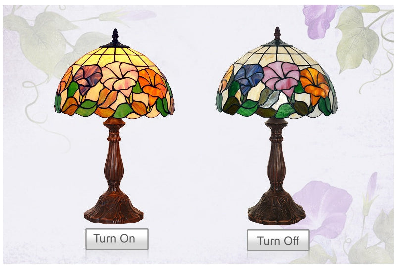 12" Morning Glory Style Tiffany Bedside Lamp