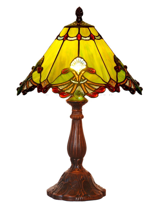 12" Green Jewel Carousel Tiffany Bedside Lamp