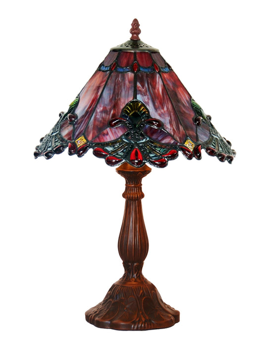 12" Red Jewel Carousel Tiffany Bedside Lamp