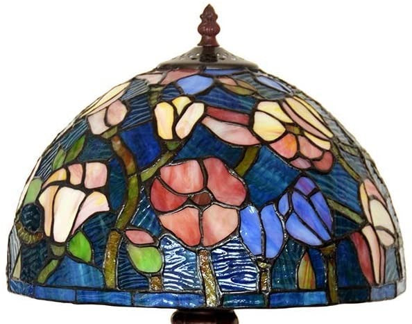 12" Elegant Magnolia flower Style Tiffany Bedside Lamp
