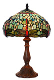 12"  Blue Dragonfly Style Tiffany Bedside Lamp