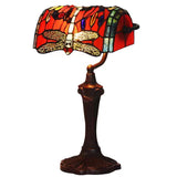 Red Dragonfly Style Tiffany Banker Lamp