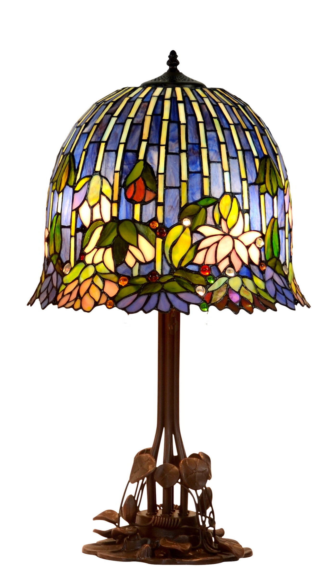 Limited Edition@Large Tiffany Reproduction Flowering Lotus Table Lamp
