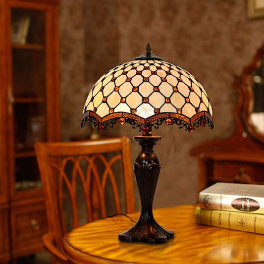 Large Amazing 16" Beaded Tiffany Table Lamp