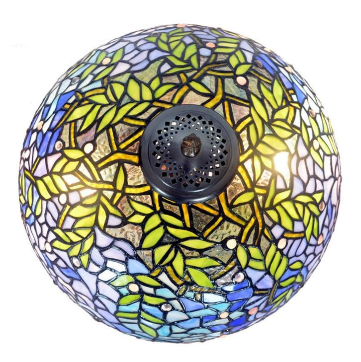 Large 16" Blue Wisteria Leadlight Stained Glass Tiffany Table Lamp