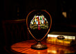 Dragonfly Tiffany Style Stained Glass Table Lamp with Heart-shaped Metal Base