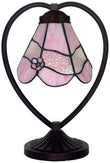 Pink Daisy Tiffany Style Stained Glass Table Lamp with Heart-shaped Metal Base