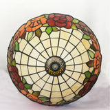 12" Red Rose Style Leadlight Stained Glass Tiffany Bedside Lamp