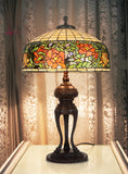 Huge 20 inches Wide Tiffany Reproduction Traditional Rose Table Lamp