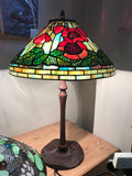 Legend Collection@Large 16" Poppy Flower Stained Glass Tiffany Table Lamp