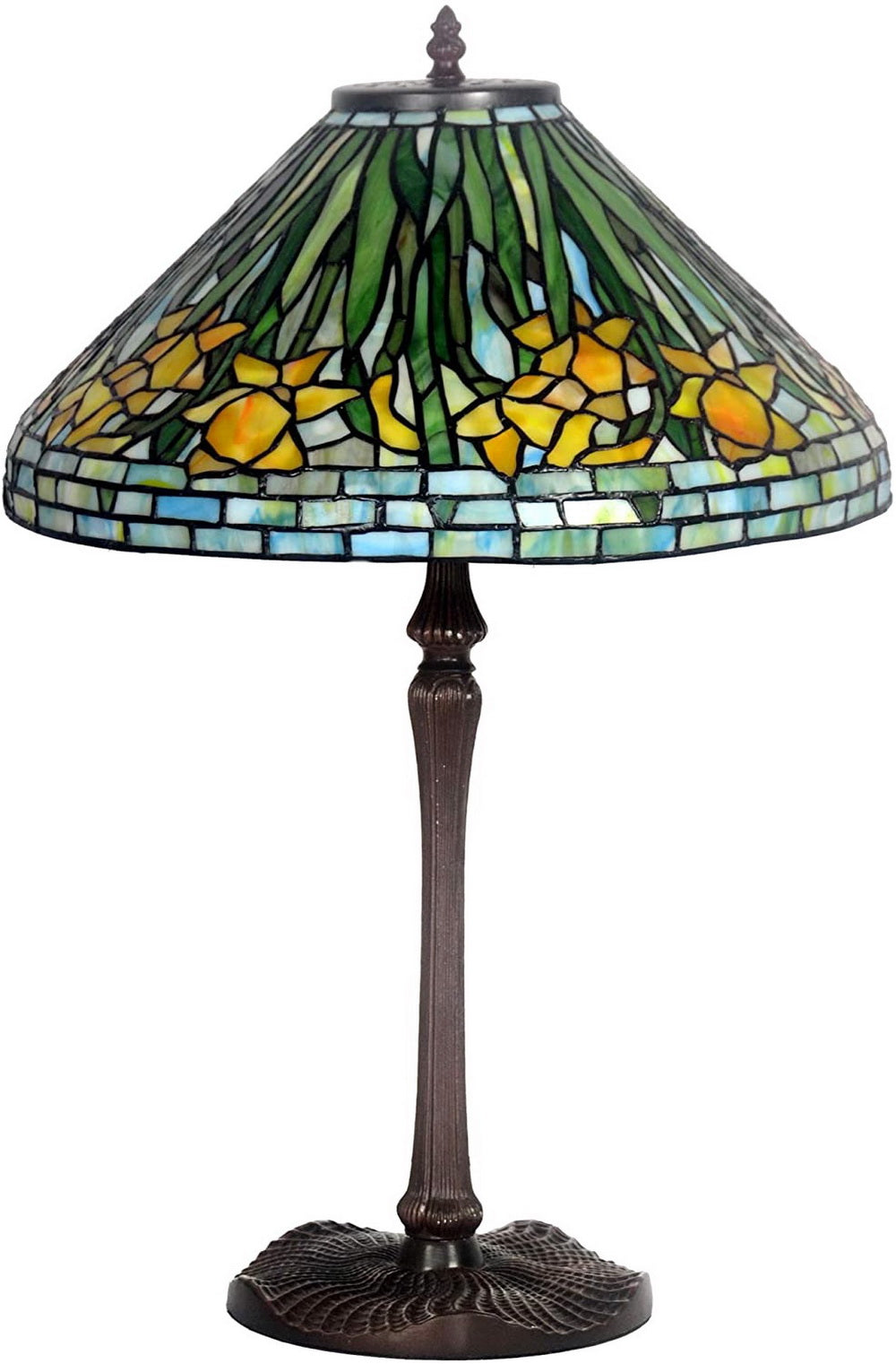 Legend Collection@Large 16" Daffodil Flower Stained Glass Tiffany Table Lamp