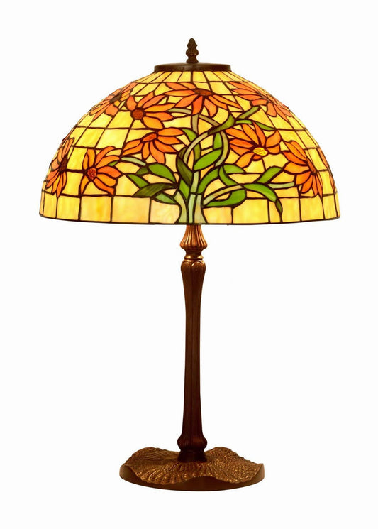Legend Collection@Large 16" Flower Black-eyed Susan Stained Glass Tiffany Table Lamp