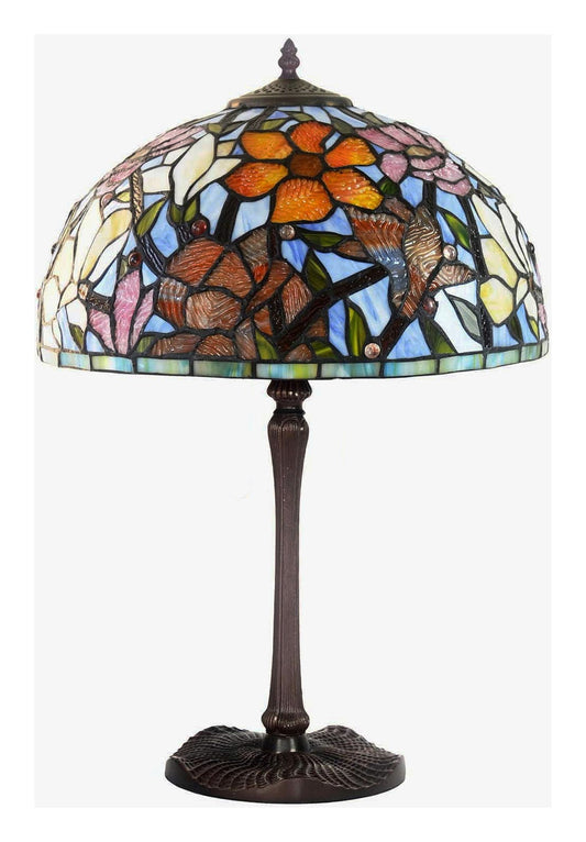 Legend Collection@Large 16" Magnolia Flower Stained Glass Tiffany Table Lamp