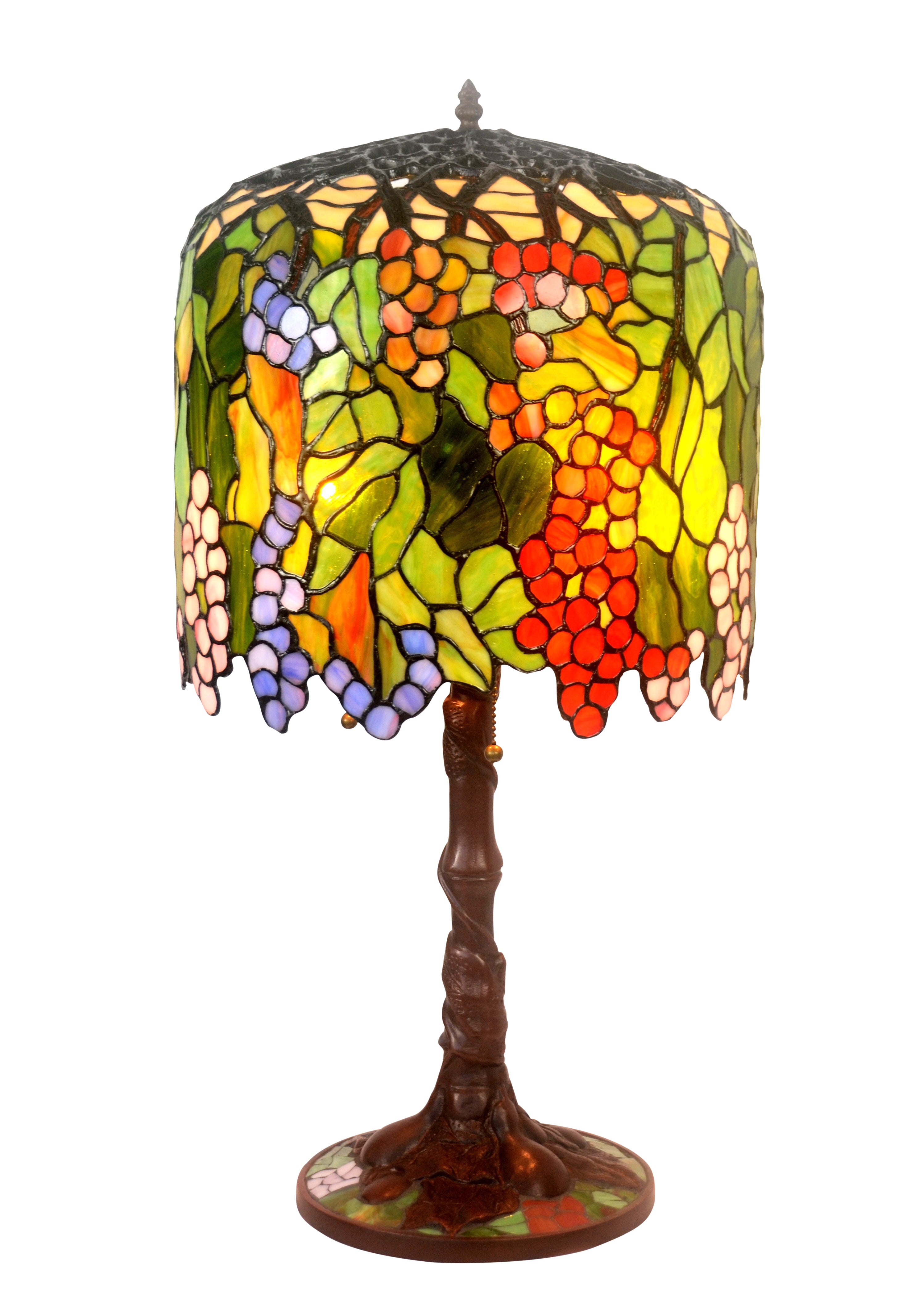 Limited Edition@Art Deco Grape Style Tiffany Stained Glass Table Lamp