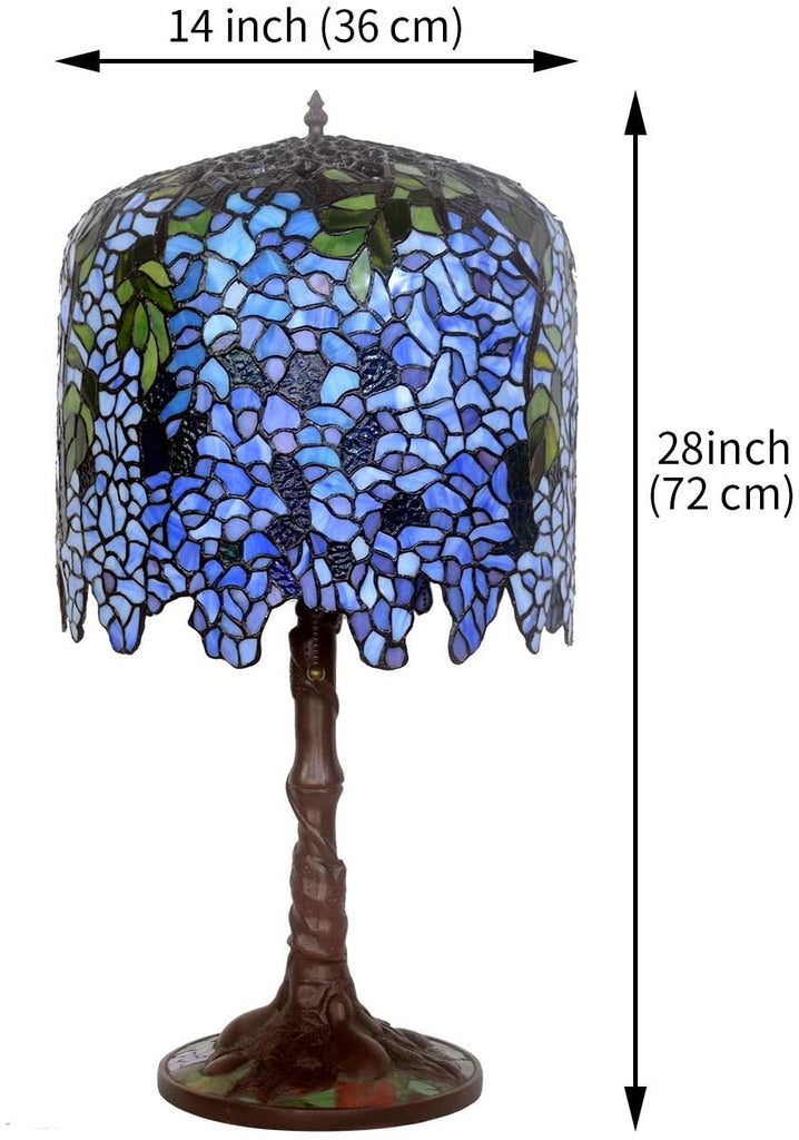 Limited Edition@Museum Quality  Blue Wisteria Tiffany Stained Glass Table Lamp