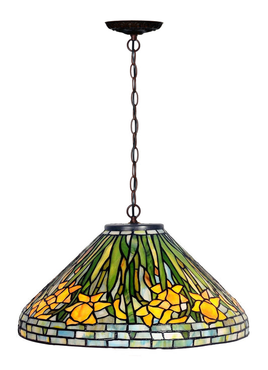 Large 16" Daffodil Tiffany Stained Glass Shade Downlight Tiffany Pendant Lights