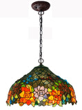 Large 17" Rose Stained Glass Tiffany Hanging Light