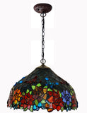 Large 17" Rose Stained Glass Tiffany Hanging Light