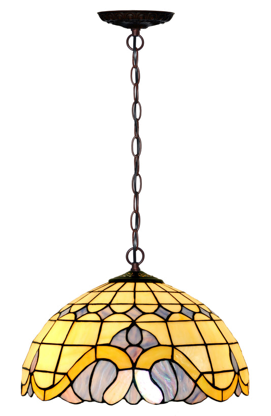 Large 16" Baroque Style Stained Glass Cafe Tiffany Hanging Light