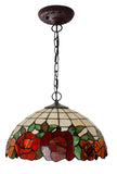 Large 16" Rose Stained Glass Cafe Tiffany Hanging Light