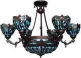 7-Light Blue Dragonfly Style Tiffany  Chandelier Pendant Lights
