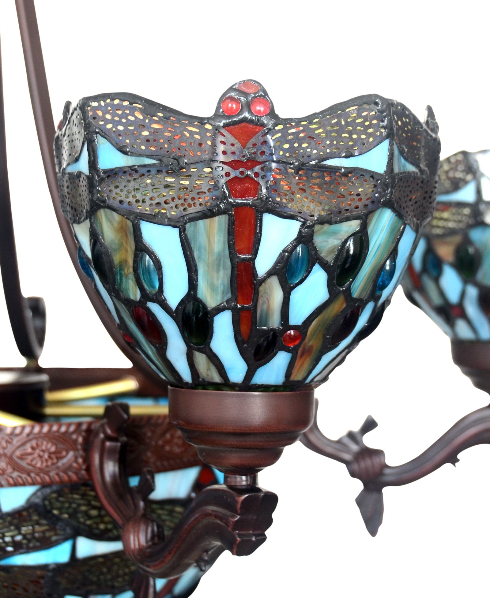 7-Light Blue Dragonfly Style Tiffany  Chandelier Pendant Lights