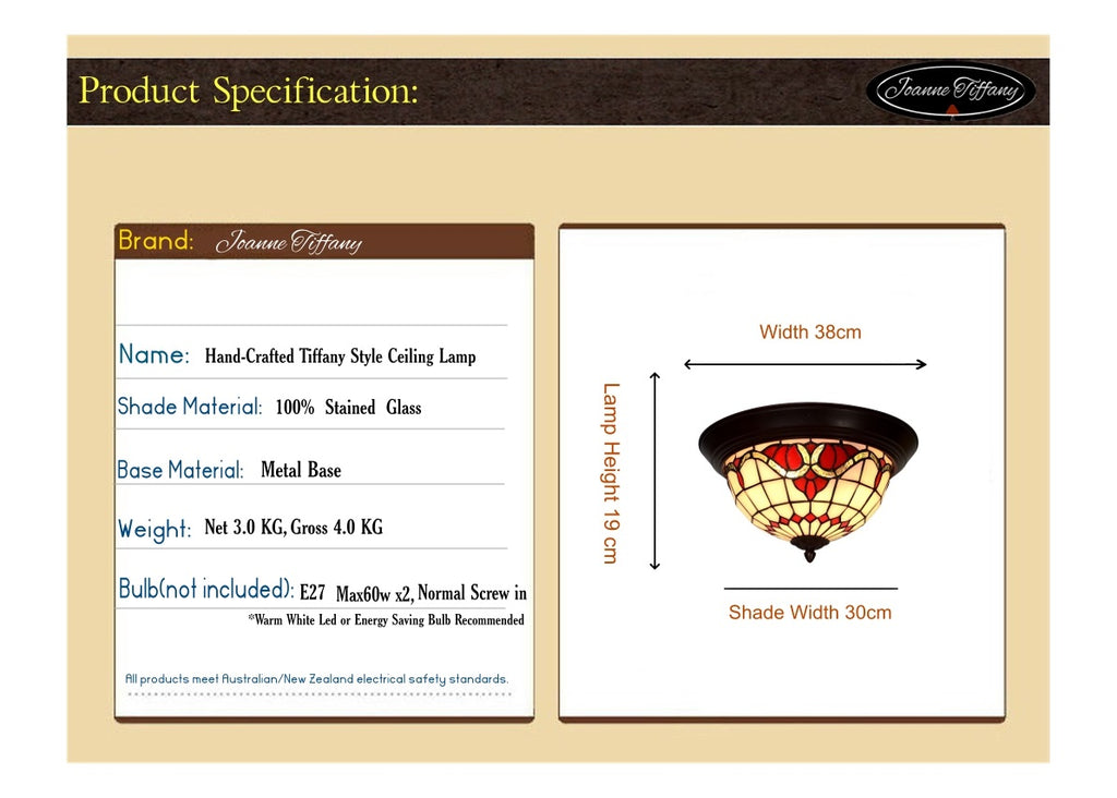 Classical Baroque Tiffany Style  Flush Mount Ceiling Lights
