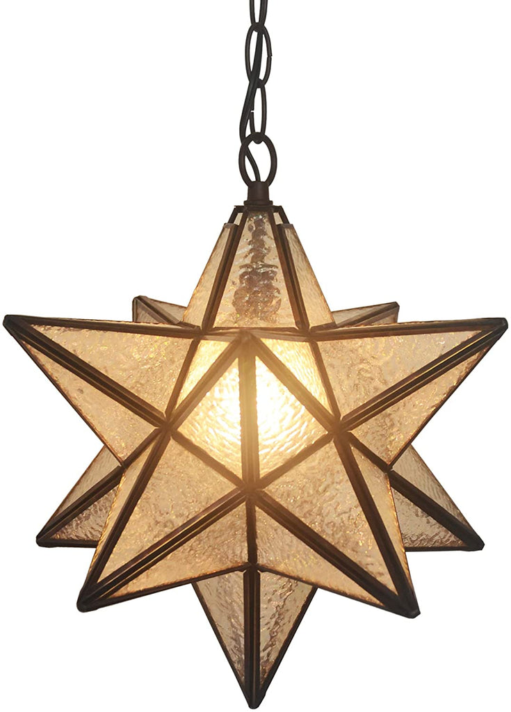 Vintage Style Star Shade Stained Glass Leadlight Tiffany Pendant Light ...