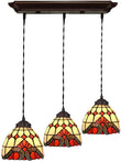 3 light Baroque Style Tiffany Stained Glass Pendant Lights