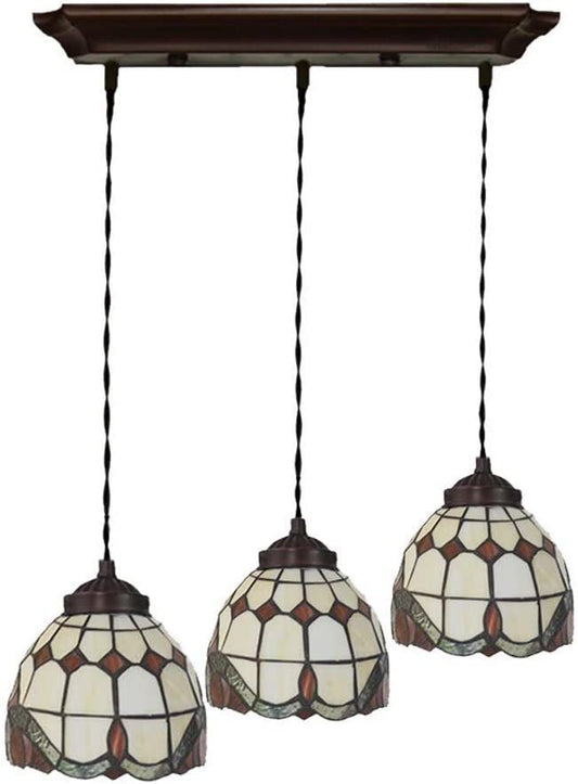 3 light Baroque Style Tiffany Stained Glass Pendant Lights