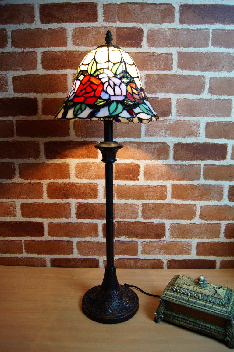 Elegant Rose Style Tiffany Buffet Lamp