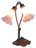 Double Branch Art Deco Tiffany Lily Table Lamp Violet