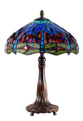 Timeless CollectionHuge @18 inches Blue Red Dragonfly Style Tiffany Table Lamp