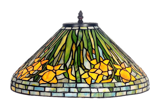 Legend Collection@Large 16" Daffodil Flower Stained Glass Tiffany Table Lamp with Mosaic Base
