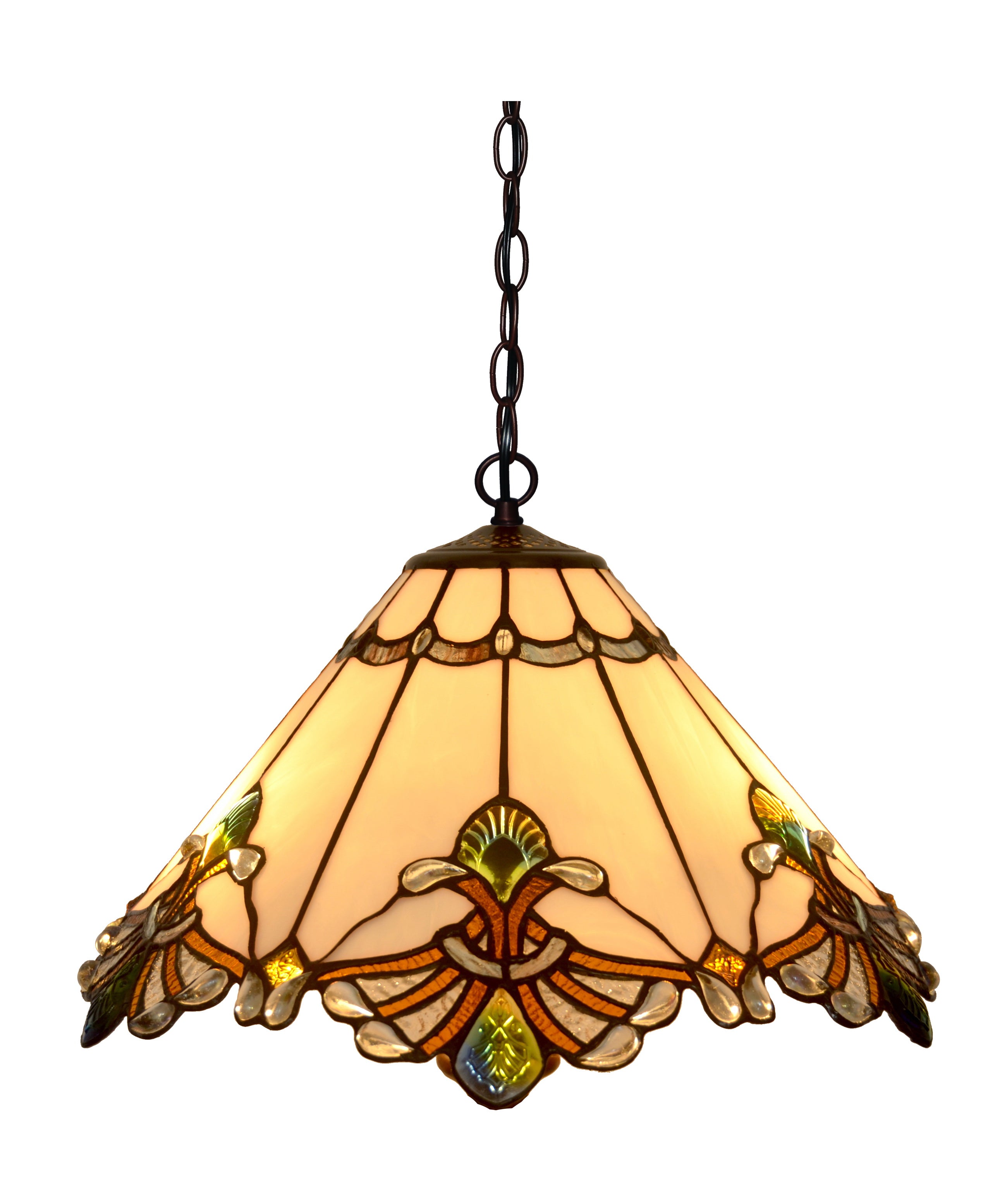 17" Jewel Carousel Stained Glass Tiffany Pendant Light