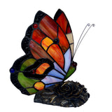 Stunning Red Butterfly  Tiffany Leadlight Stained Glass Art Deco Accent Lamp